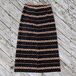 Vintage Velvet Floral Boho Maxi Skirt